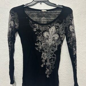 long sleeve bedazzled top